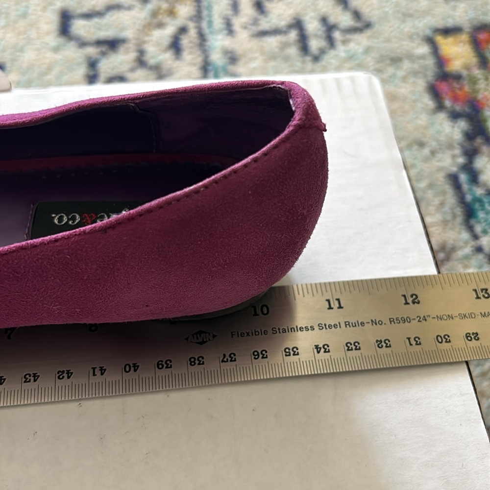 Style & Co Suede Leather Ballet Flat Slip On Shoe w Purple Bow Women 9 Magenta - Picture 9 of 11